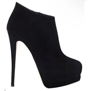 Giuseppe Zanotti Eva 105 Suede Ankle Platform Booties Black Women's Size EU 39